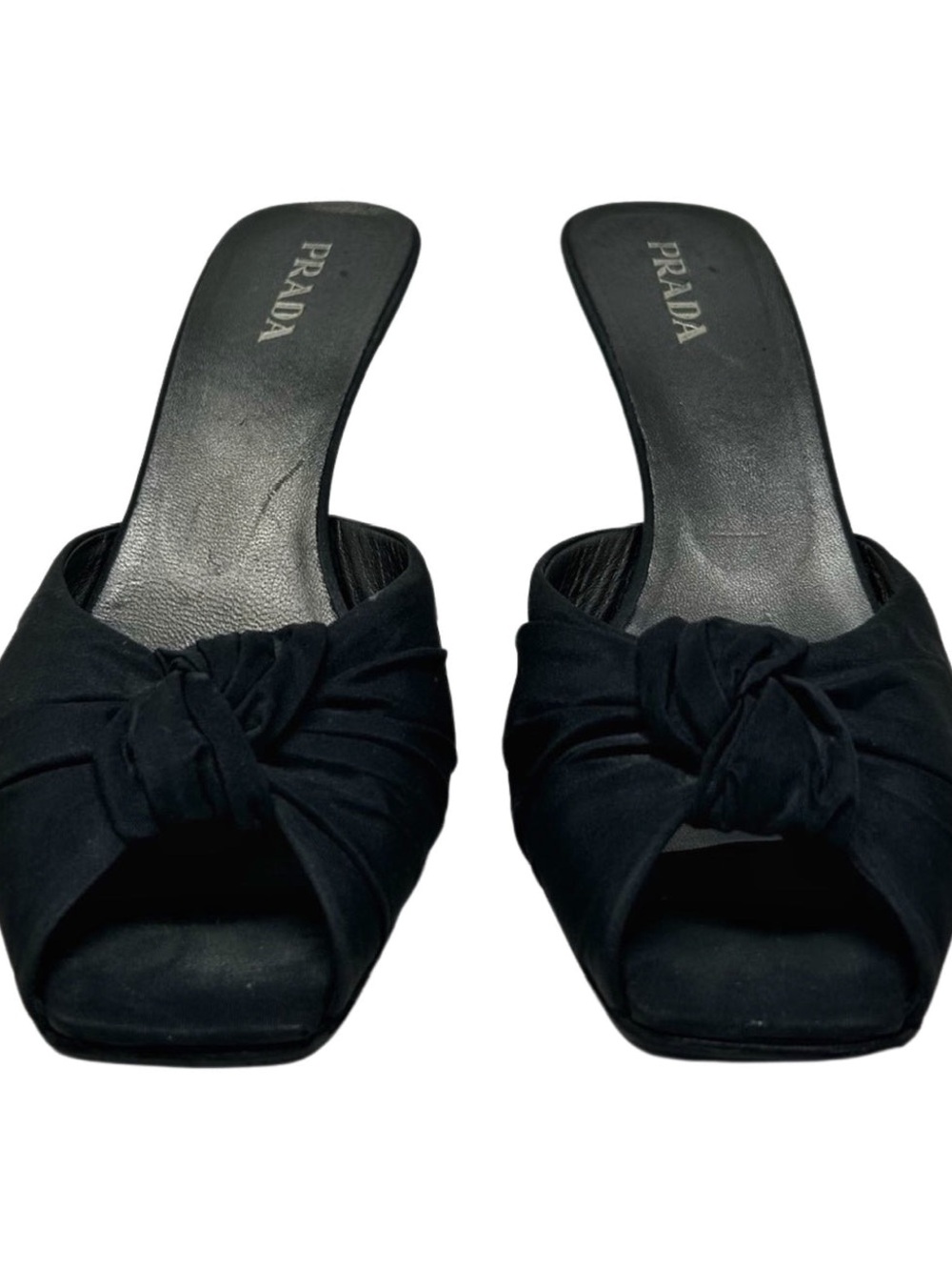 Prada Black Knot Detail Mule Sandals